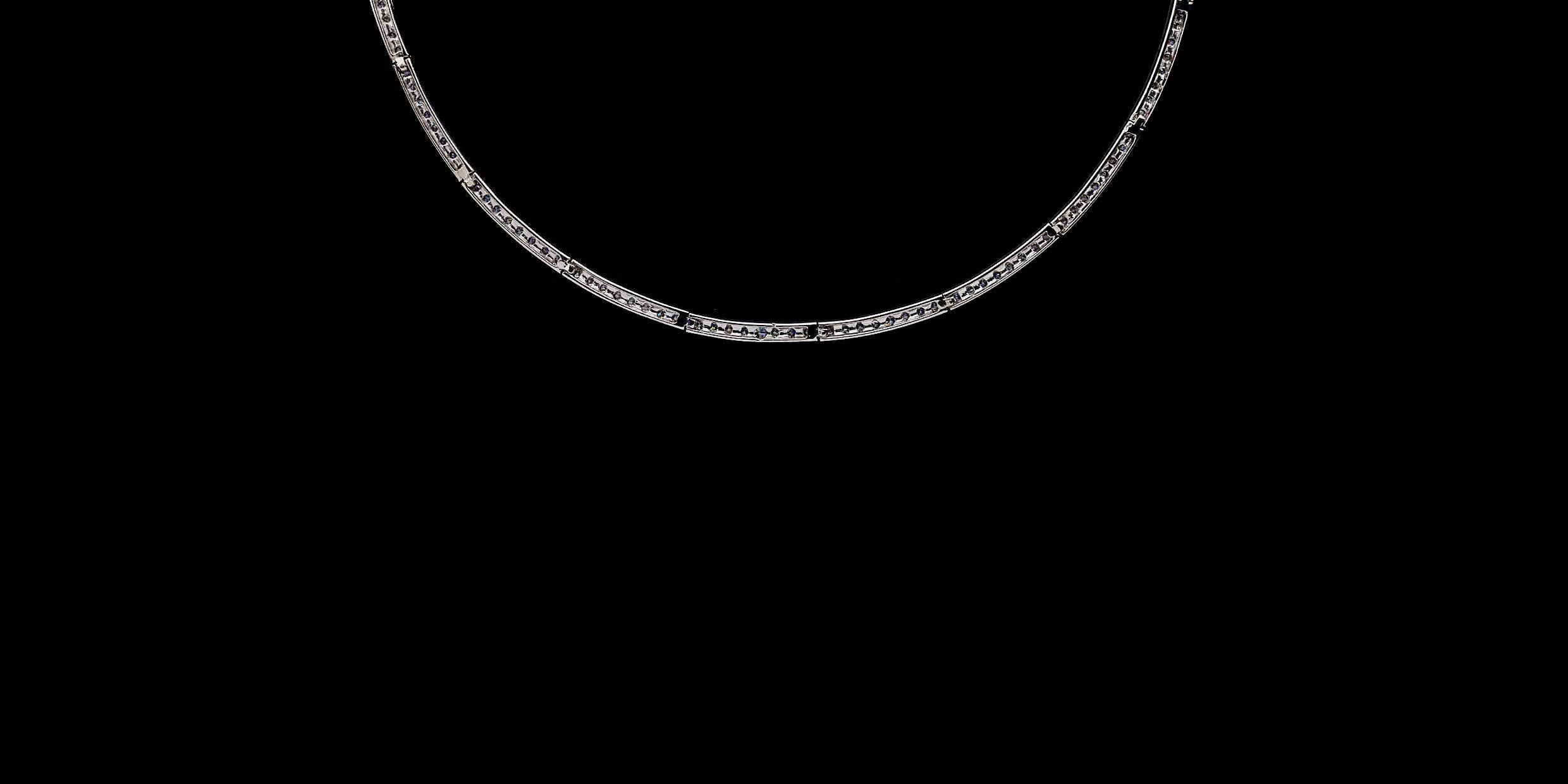 Women's 3 Carats Round Diamonds Gold Bar Link Riviere Necklace