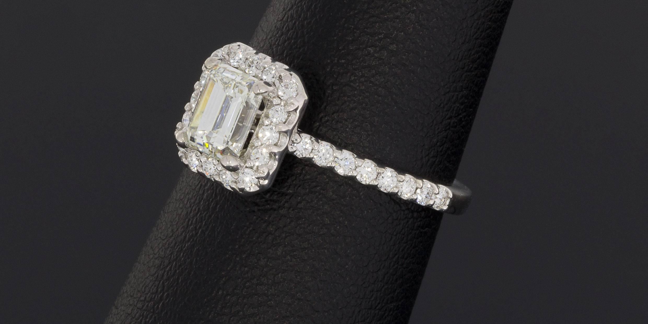 Ritani 1.41 Carat Emerald Cut Diamond Gold Halo Engagement Ring 2