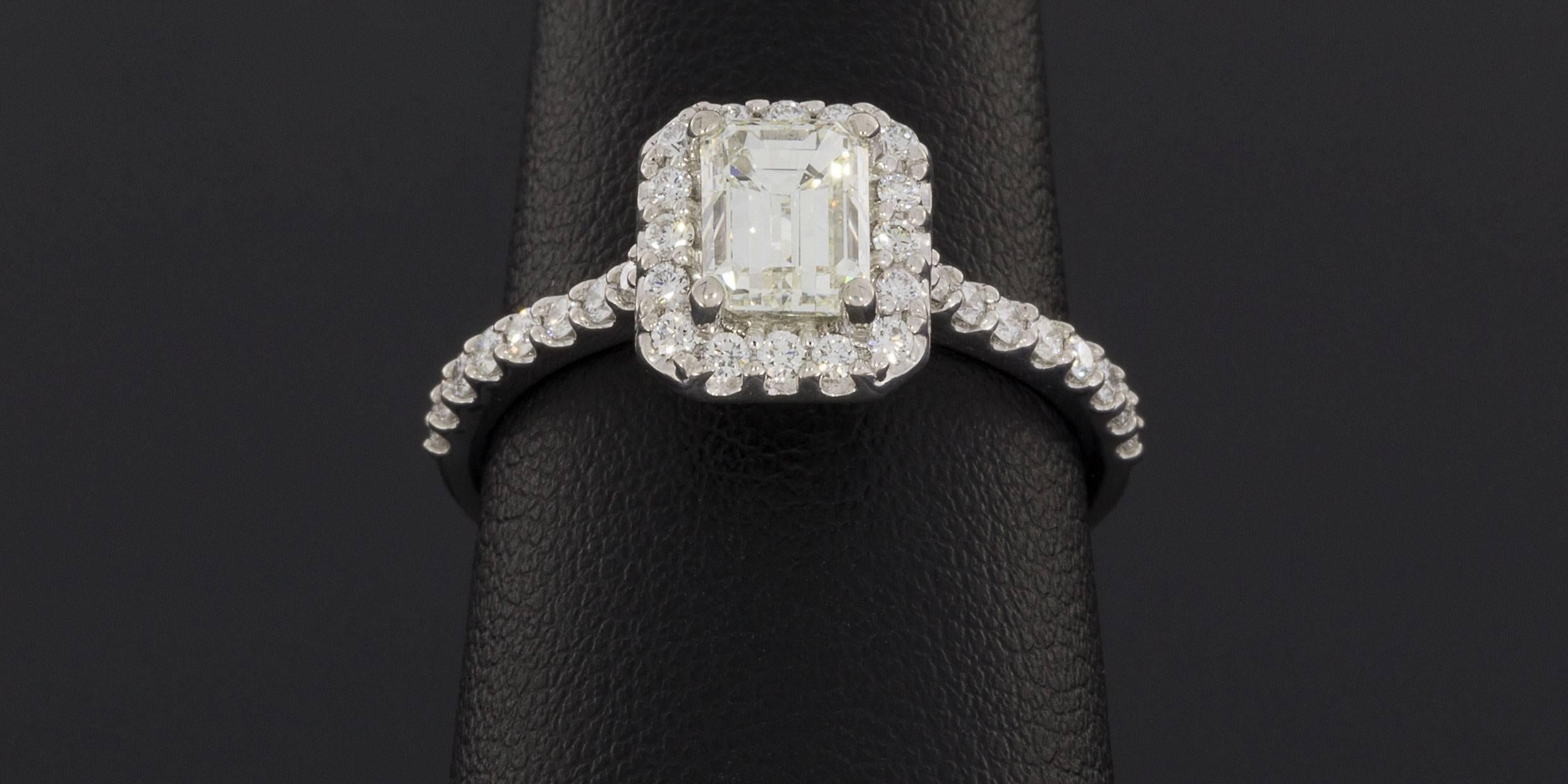 Ritani 1.41 Carat Emerald Cut Diamond Gold Halo Engagement Ring 1