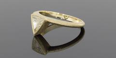 Deco Inspired Trillion Diamond Organic Bezel Solitaire Engagement Ring