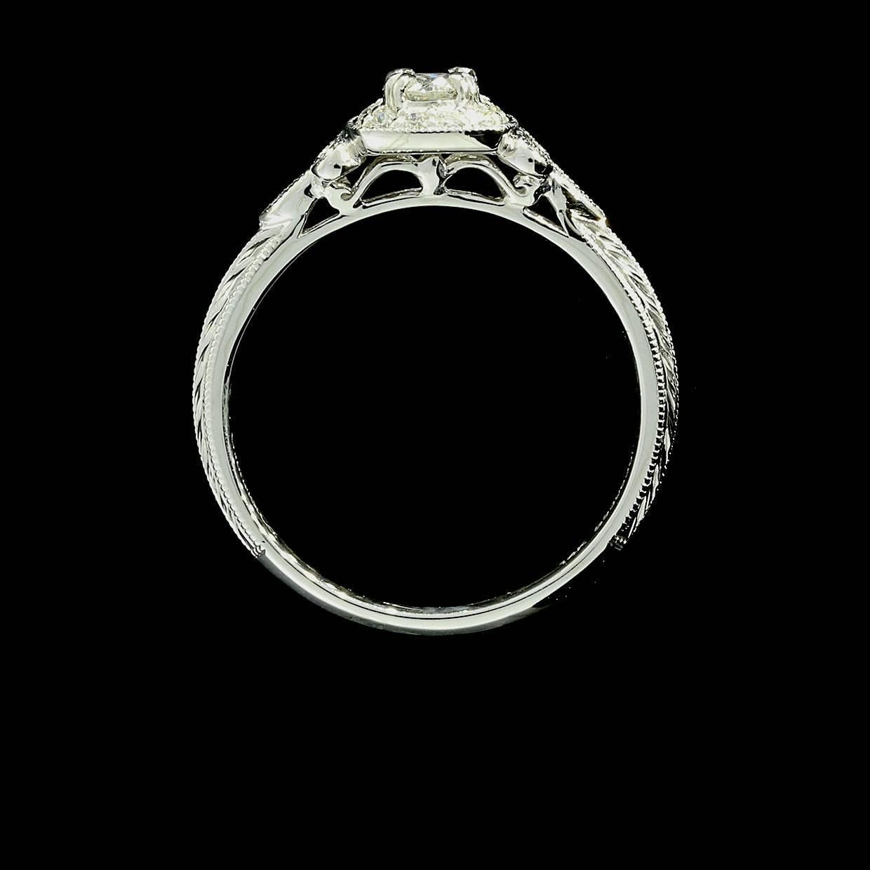 Round Diamond Fleur-De-Lis Halo Engagement Ring 1