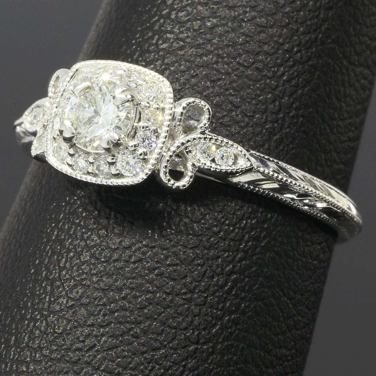 Round Diamond Fleur-De-Lis Halo Engagement Ring 3