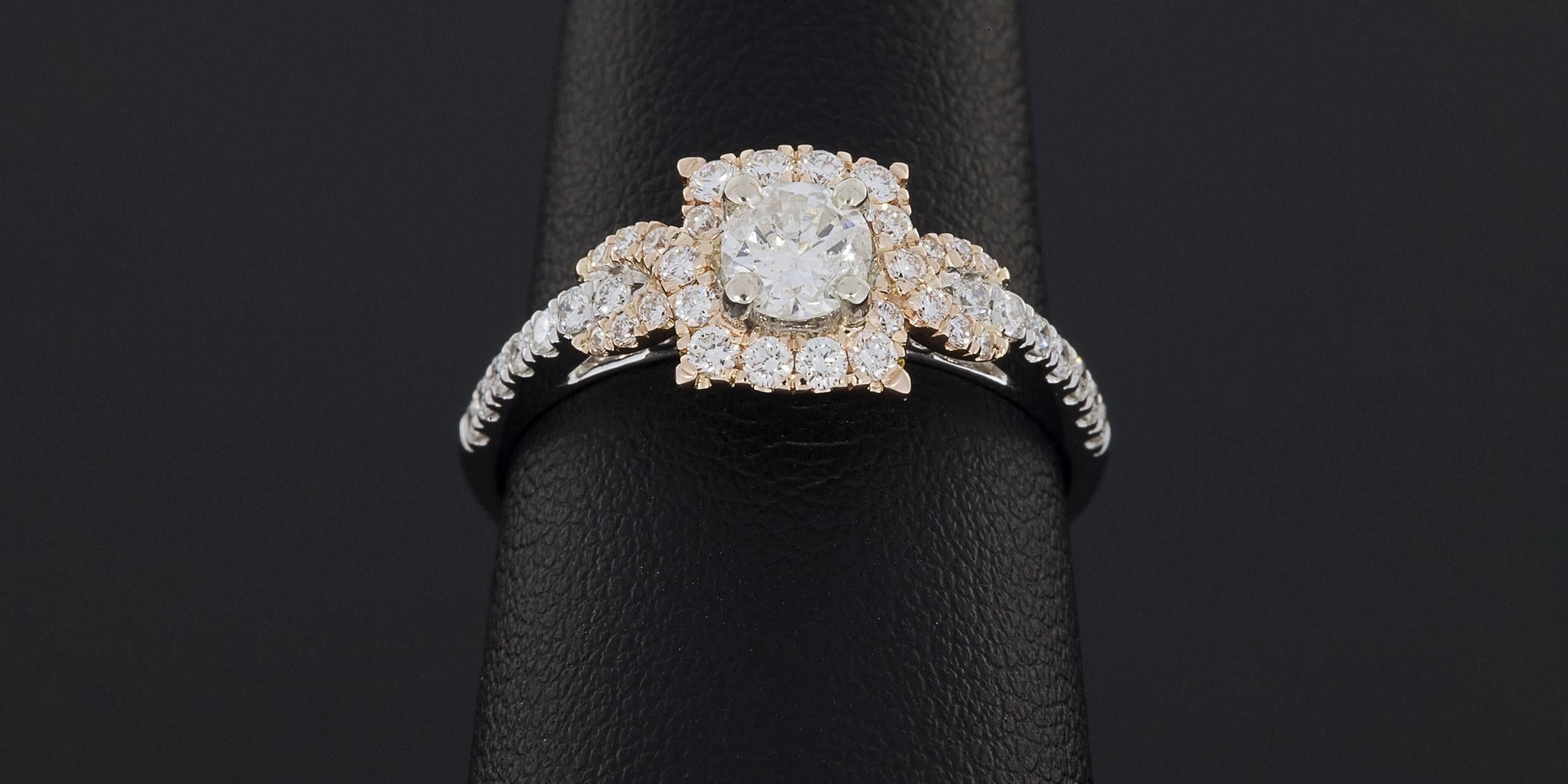 Women's Rose & White Gold Round Diamond Halo Wrap Twist Engagement Ring