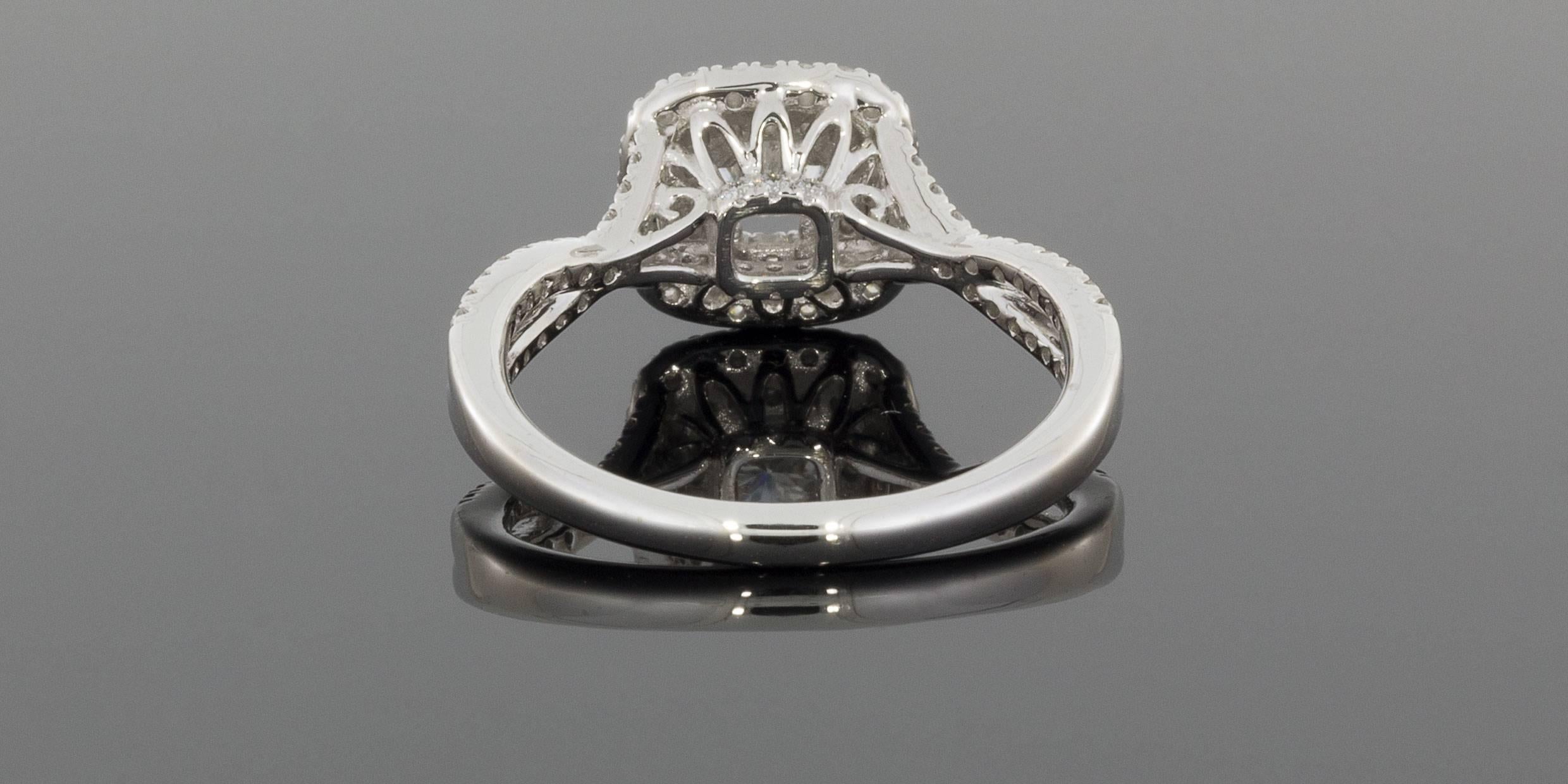 Round Diamond Double Halo Twisted Shank Engagement Ring at 1stDibs ...