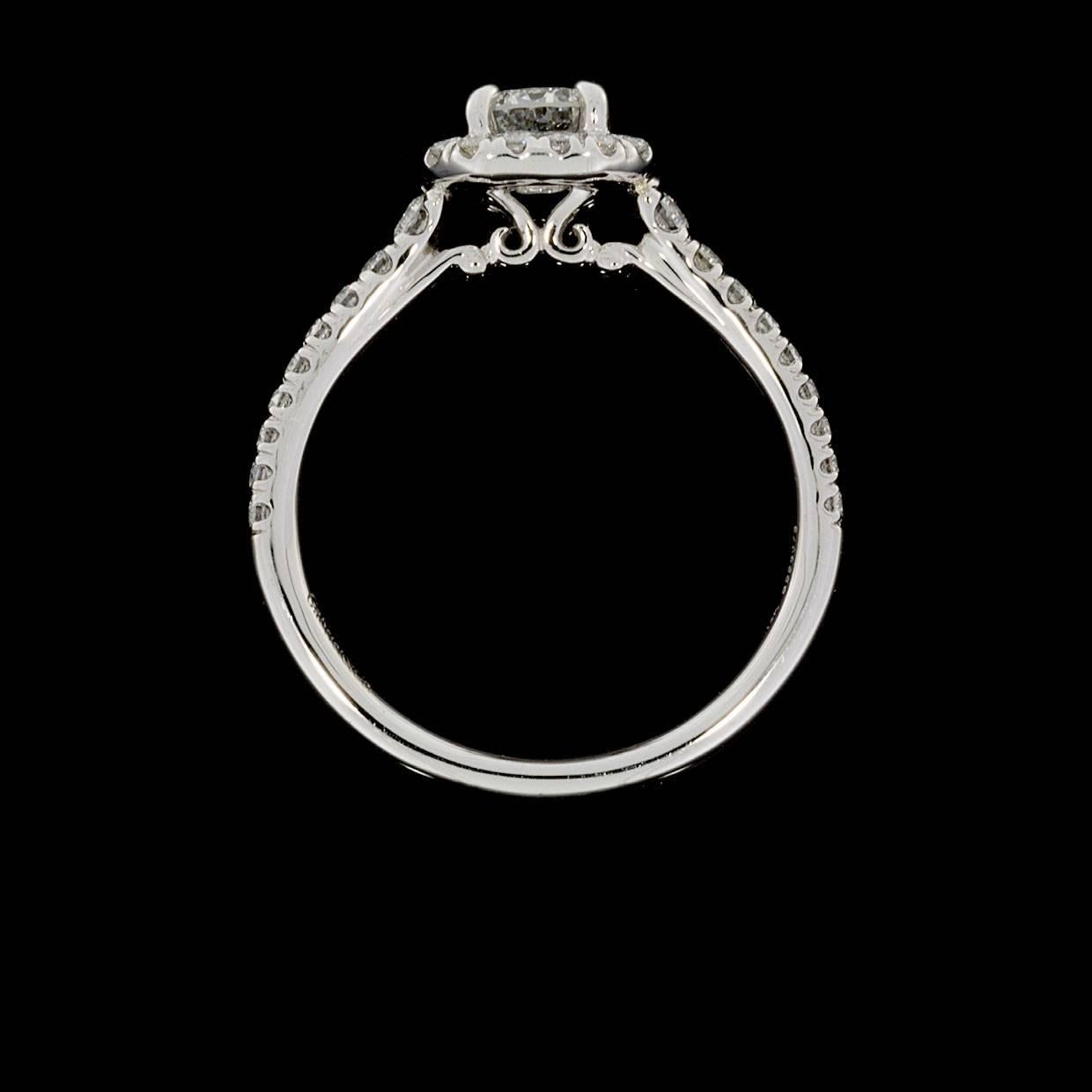 Women's Round Diamond Cushion Halo Prong Set Engagement Ring