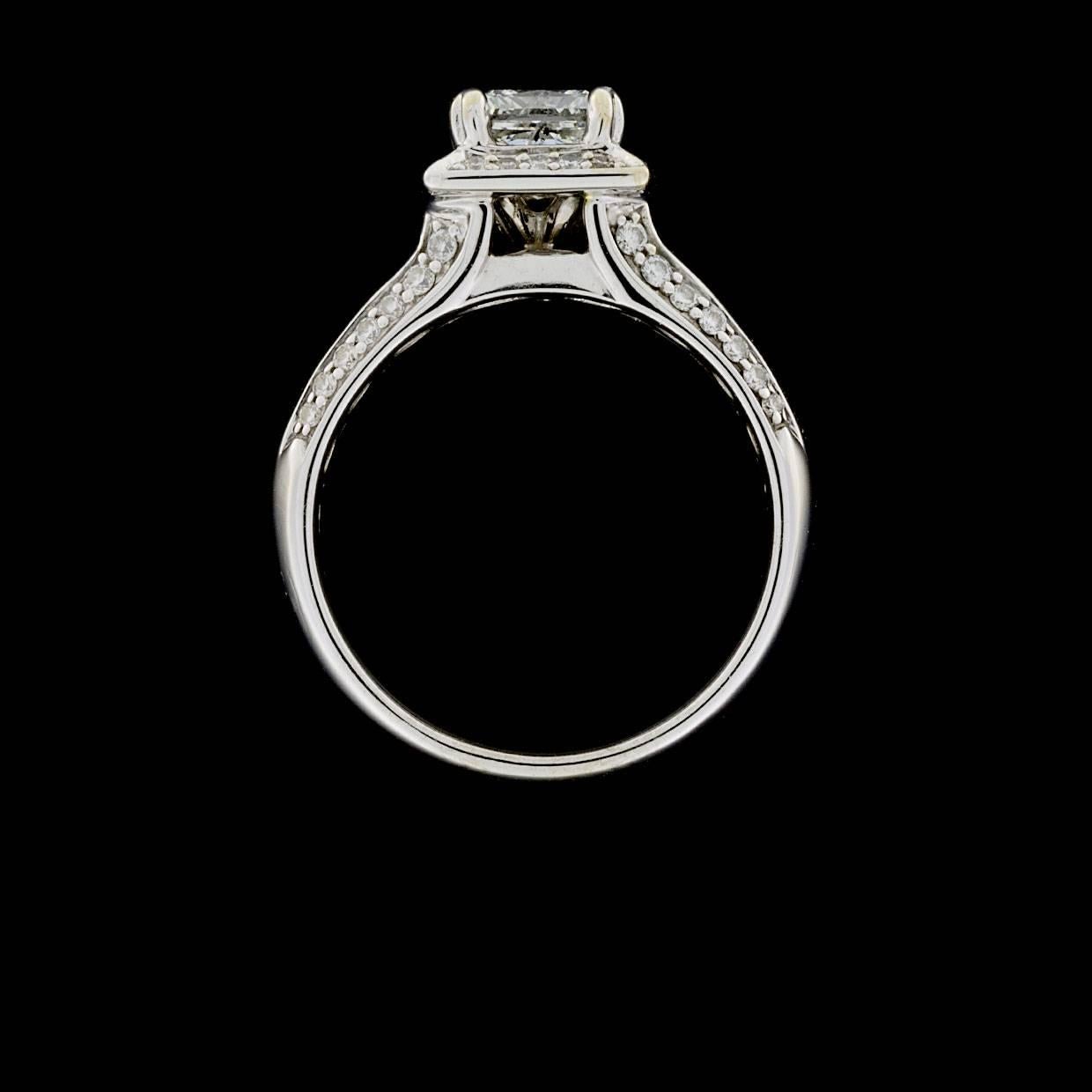 Women's Princess Diamond Halo Wide Engagement Ring