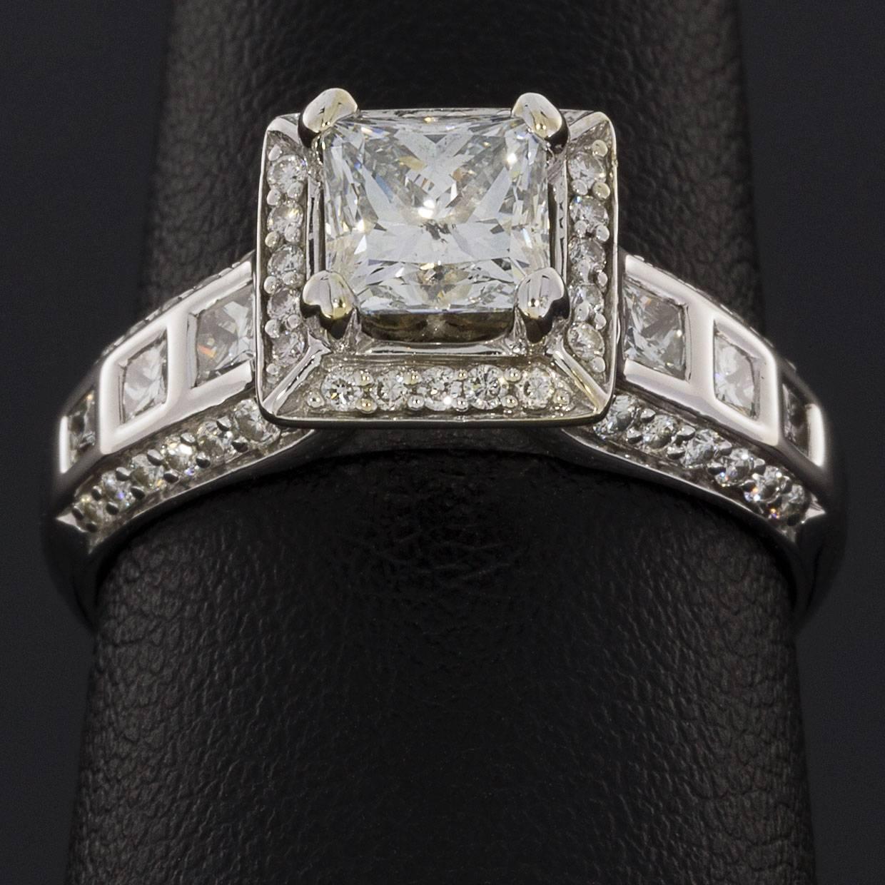Princess Diamond Halo Wide Engagement Ring 1