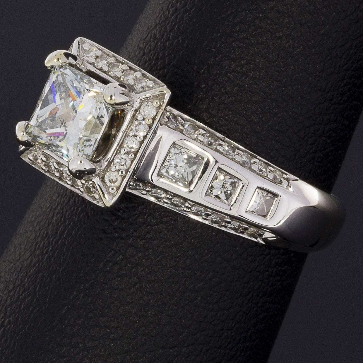 Princess Diamond Halo Wide Engagement Ring 2