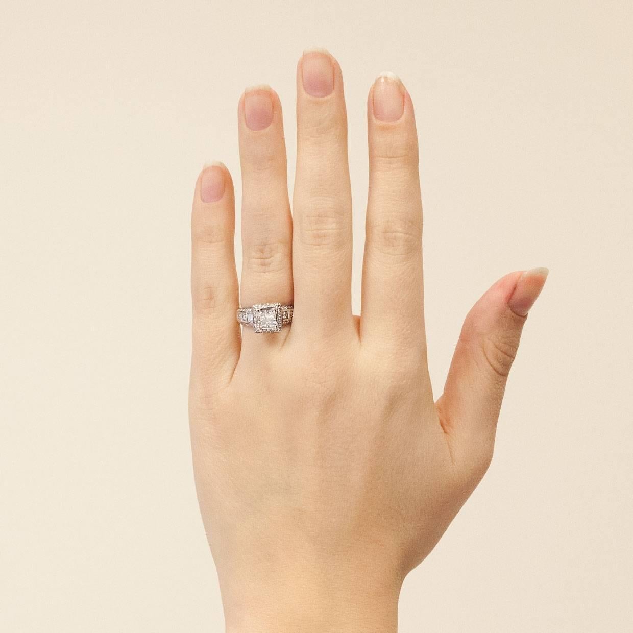 Princess Diamond Halo Wide Engagement Ring 3