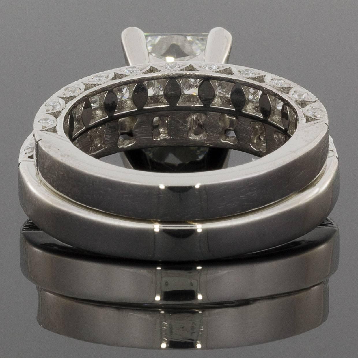 Women's Tacori Radiant Diamond GIA Certified Classic Crescent Engagement Ring Set