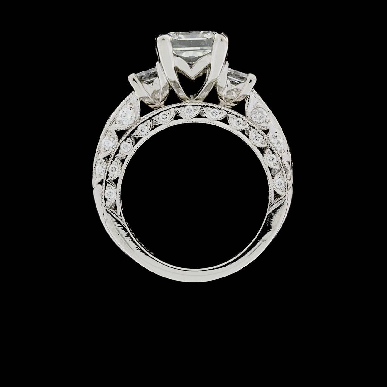 Tacori Radiant Diamond GIA Certified Classic Crescent Engagement Ring Set 1