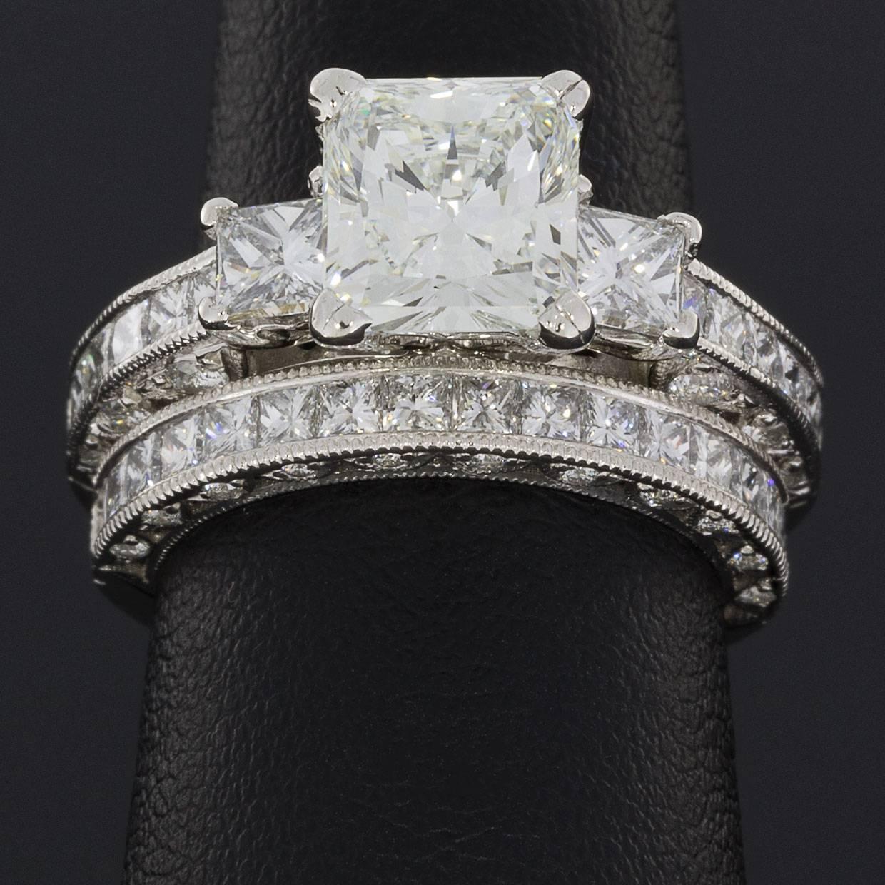 Tacori Radiant Diamond GIA Certified Classic Crescent Engagement Ring Set 2