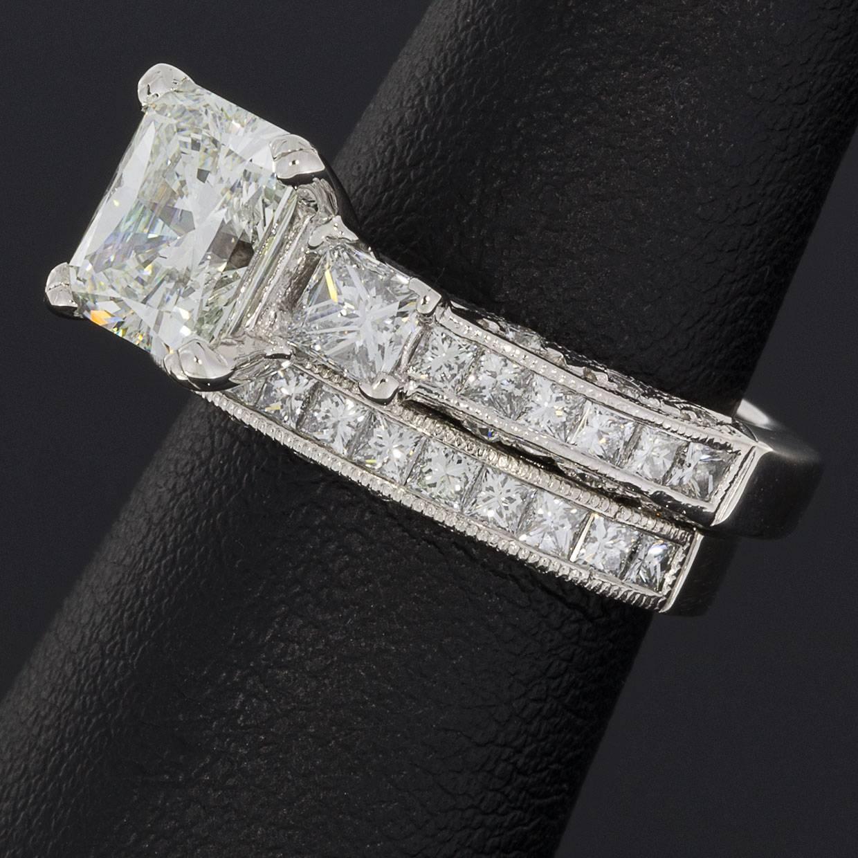 Tacori Radiant Diamond GIA Certified Classic Crescent Engagement Ring Set 3