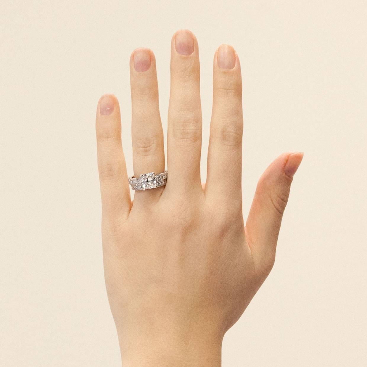 Tacori Radiant Diamond GIA Certified Classic Crescent Engagement Ring Set 4