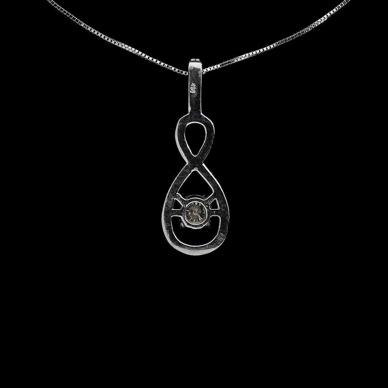 Women's White Gold Round Diamond Pave Infinity Pendant Necklace
