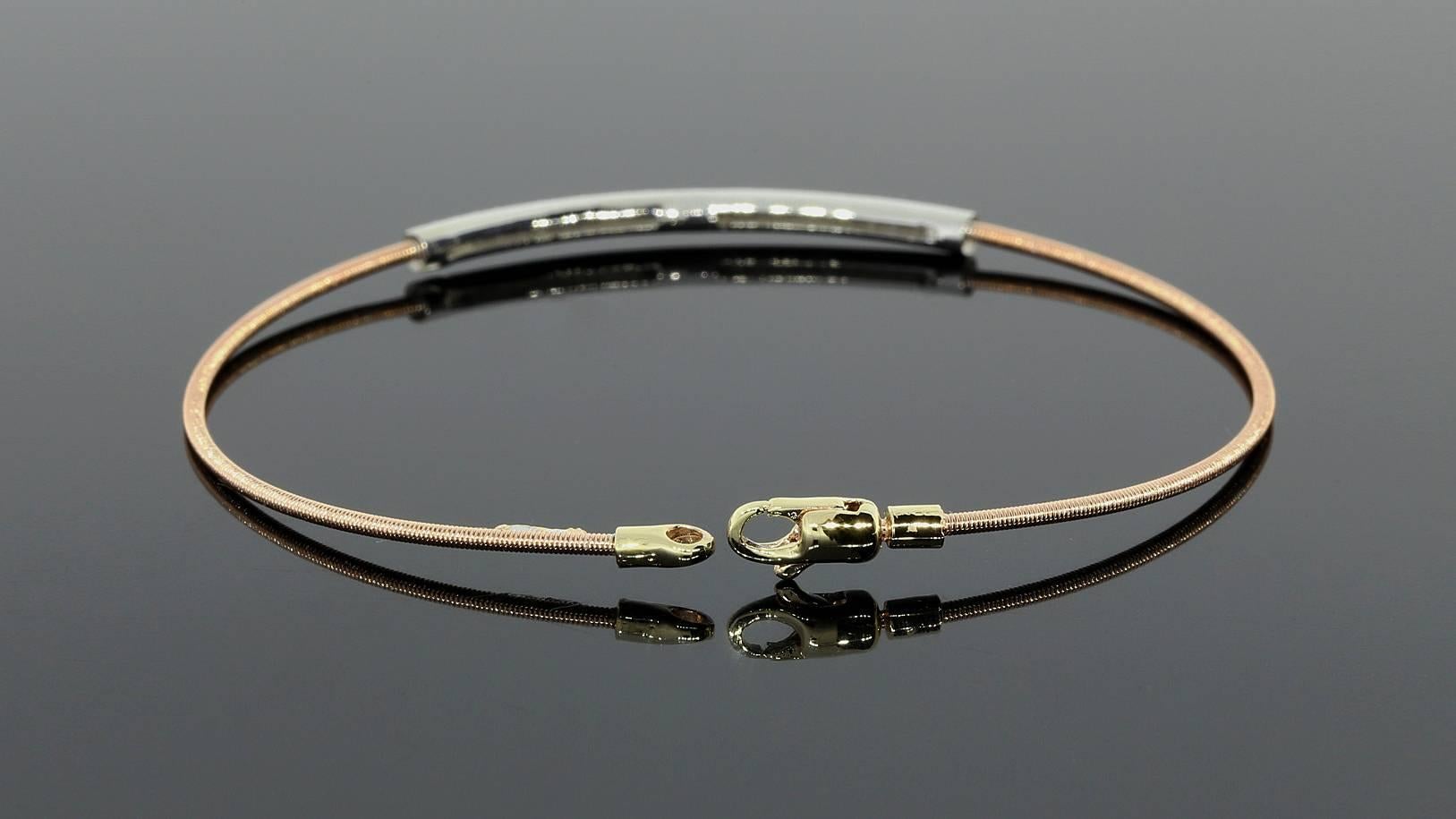 Tri Color Gold Round Diamond Flexible Bangle Bracelet 1