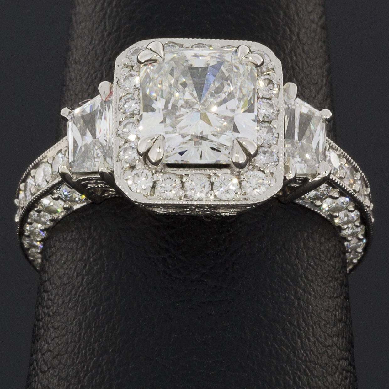 Michael Beaudry Colorless Radiant Diamond GIA Certified Halo Engagement Ring In Excellent Condition In Columbia, MO