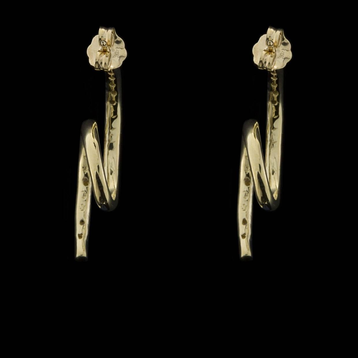 Women's Diamond Yellow Gold Twist Loop Earrings