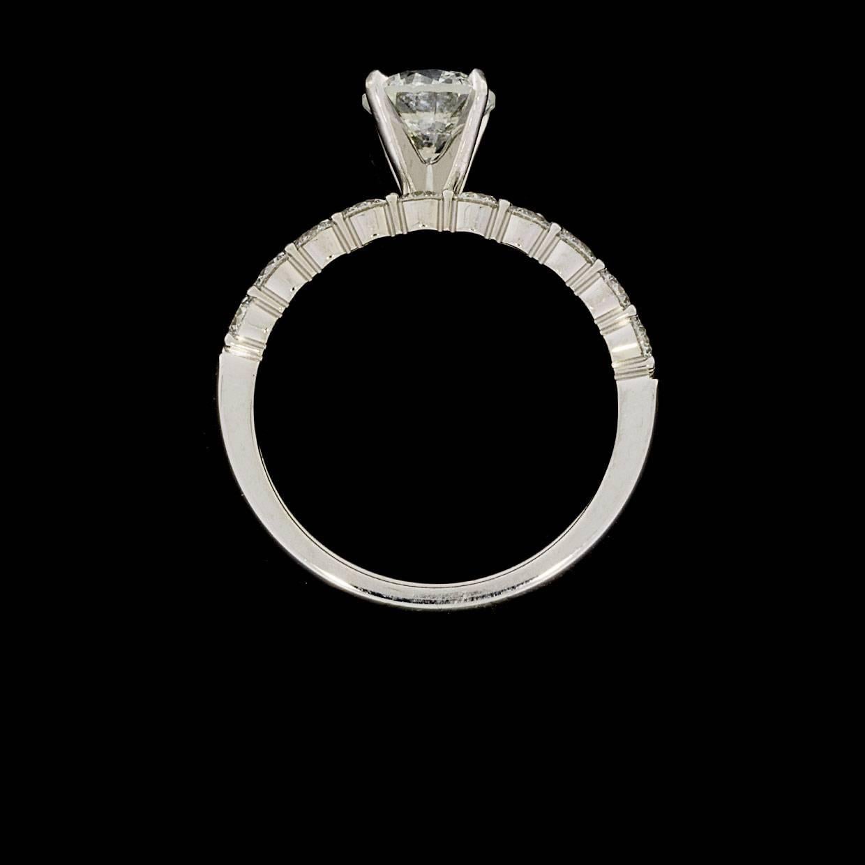 Women's Round Diamond White Gold Shared Prong Engagement Ring and Wedding Band Set