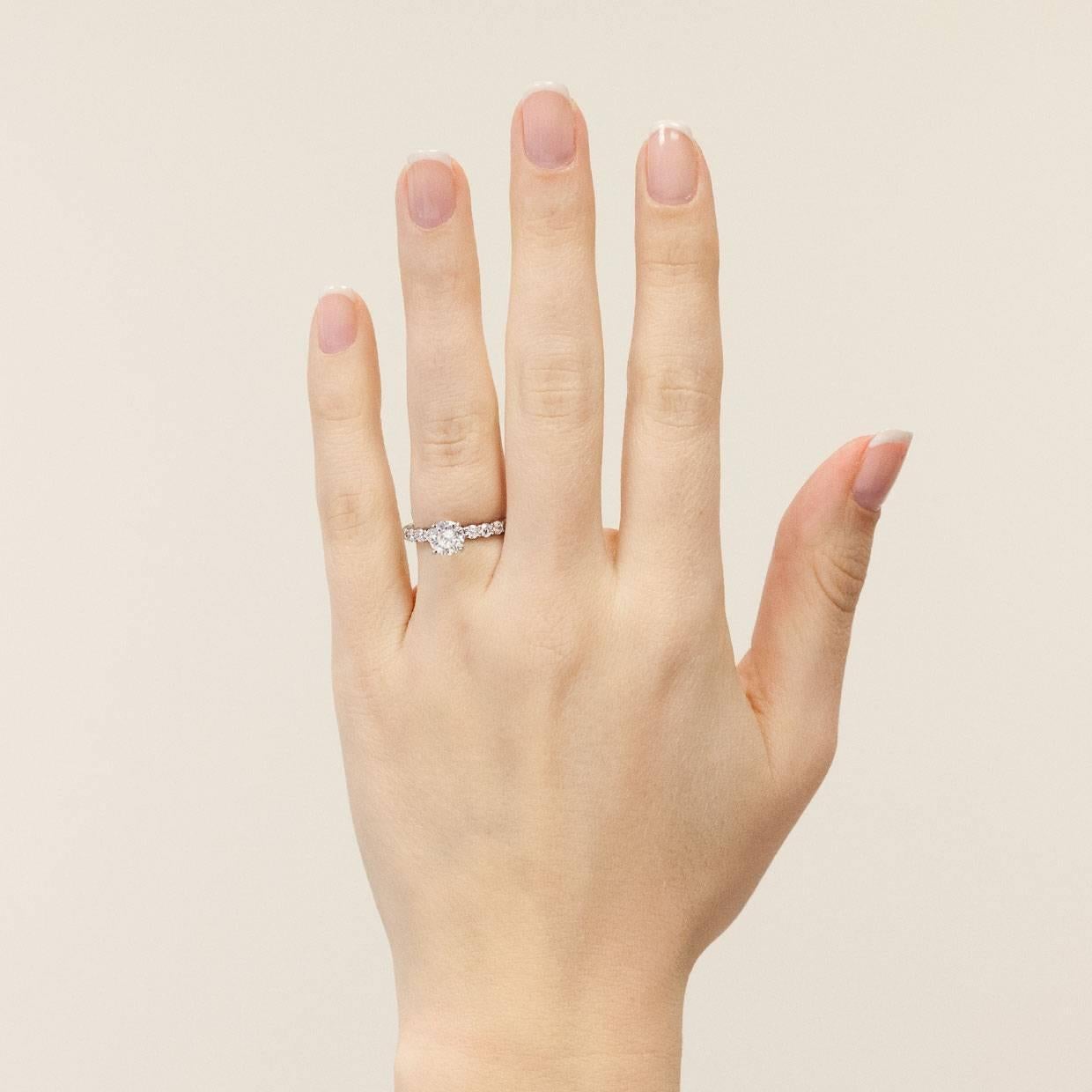 Round Diamond White Gold Shared Prong Engagement Ring and Wedding Band Set 5