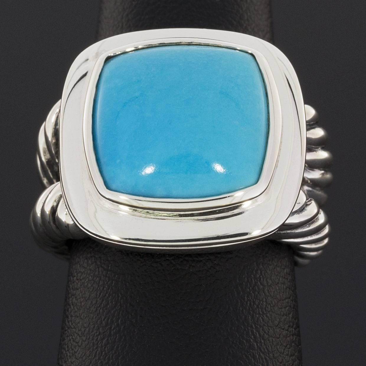 David Yurman Albion Collection Turquoise Sterling Silver Ring In Excellent Condition In Columbia, MO