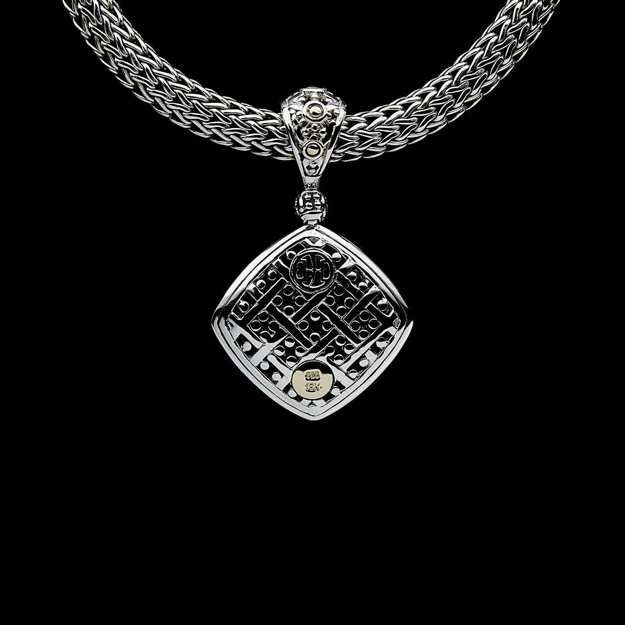Women's John Hardy Silver and Gold Pave Diamond Jaisalmer Dot Pendant and Chain
