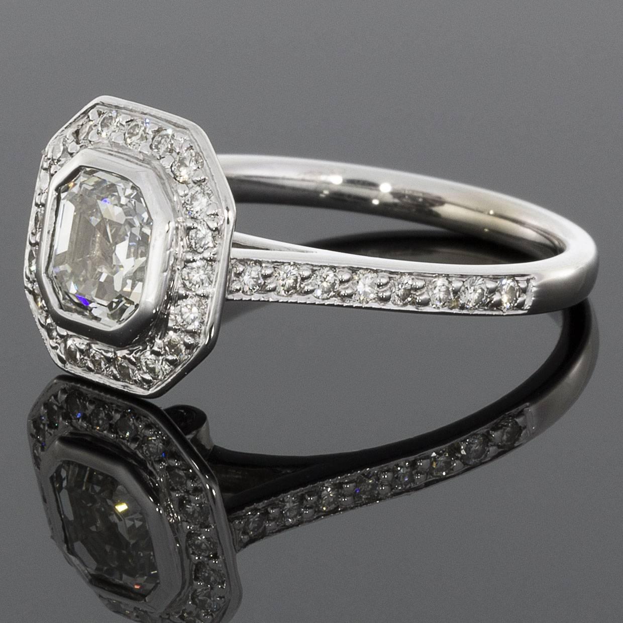 Asscher cut diamonds are a great option if you are looking for something unique that has sparkle all its own. The asscher cut's octagonal shape has more brilliance than an emerald cut & appears to have an endless hallway of reflective mirrors