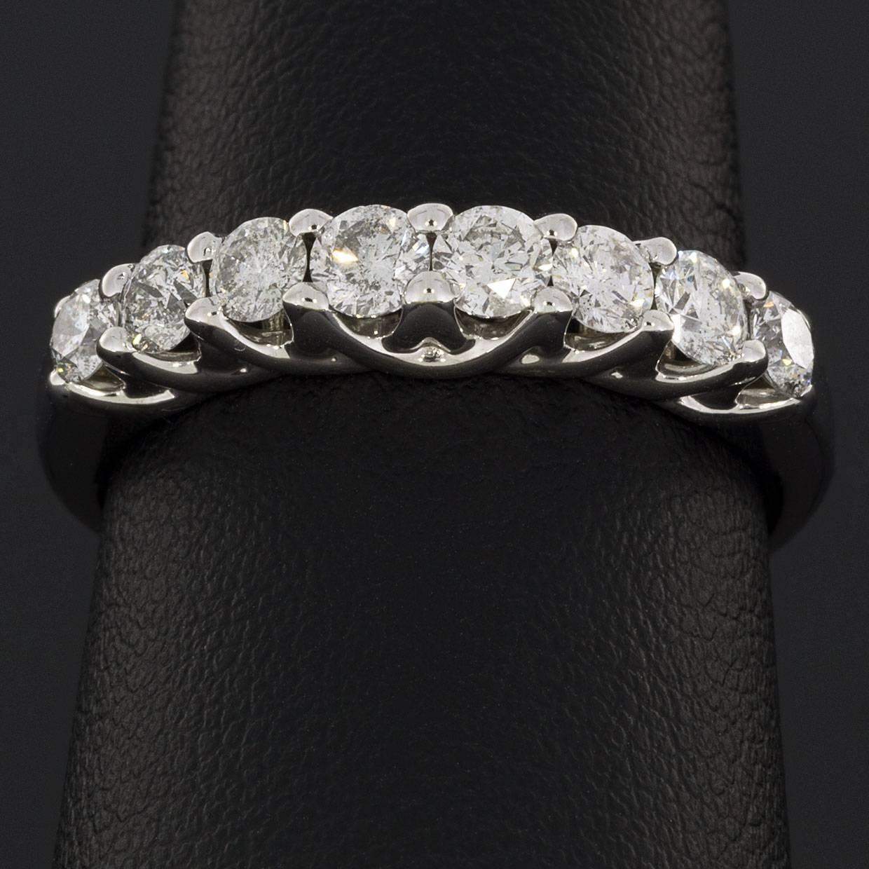 White Gold 8 Round Diamond Woven Shared Prong Wedding Band Anniversary Ring 1
