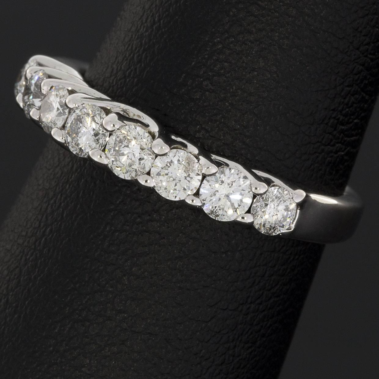 White Gold 8 Round Diamond Woven Shared Prong Wedding Band Anniversary Ring 2
