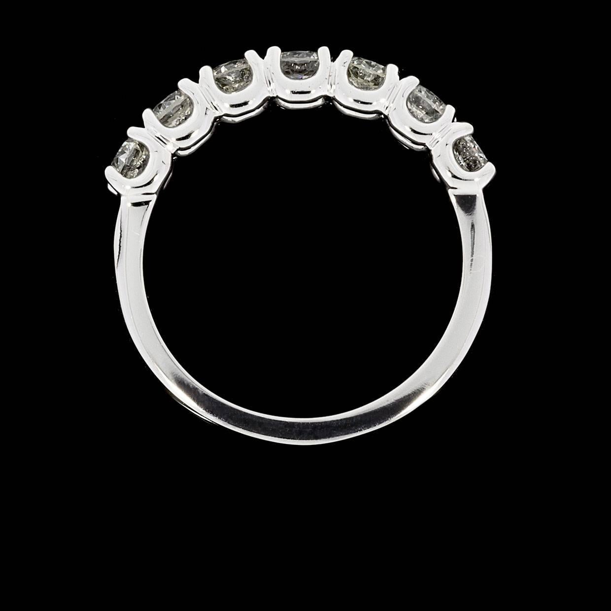 Women's Custom White Gold Seven Round Diamond Prong Set Wedding Band Anniversary Ring