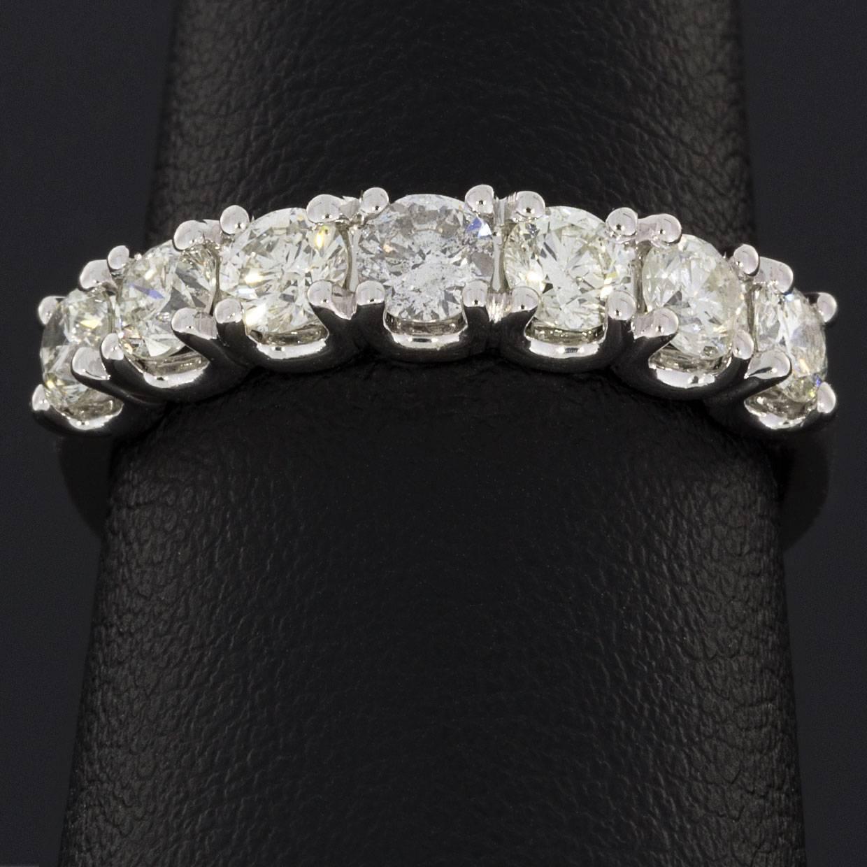 Custom White Gold Seven Round Diamond Prong Set Wedding Band Anniversary Ring 1