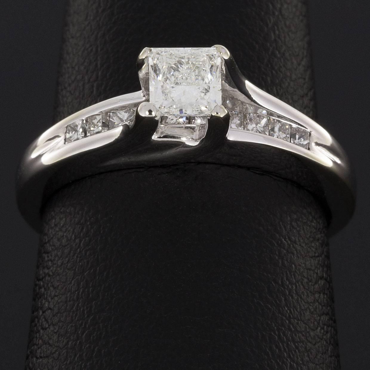 Princess Diamond White Gold Channel Sides Engagement Ring 1