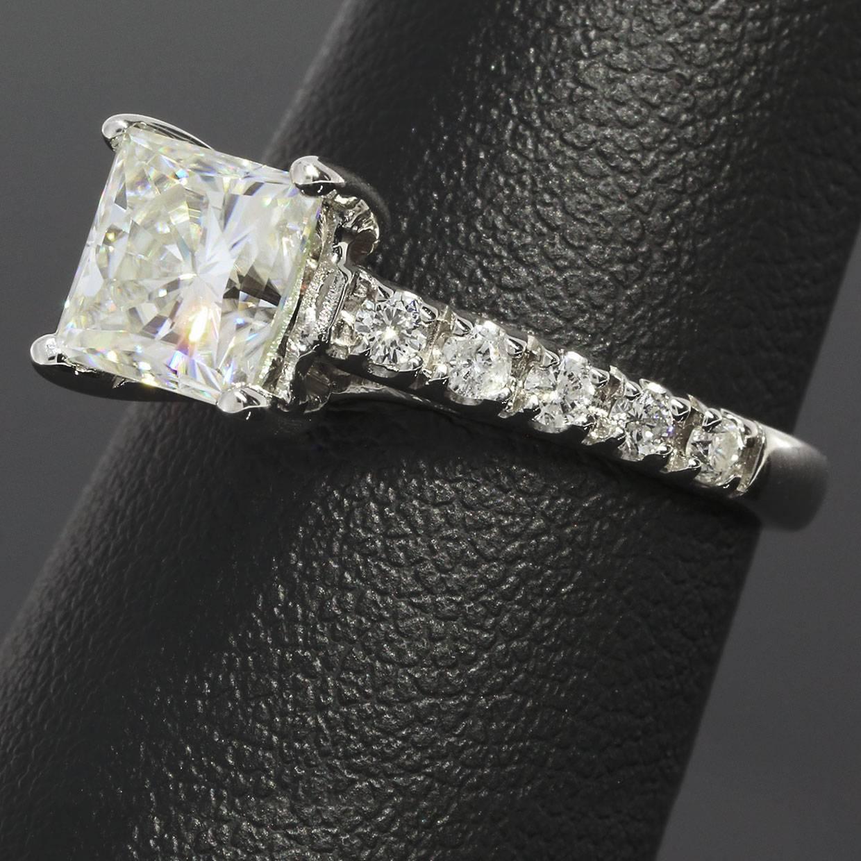 Princess Cut Forever Brilliant Moissanite Diamond White Gold Engagement Ring In New Condition In Columbia, MO