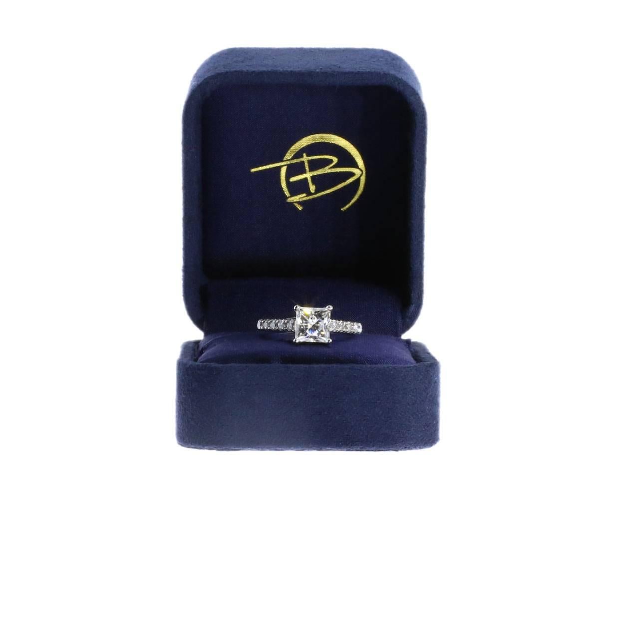 Women's Princess Cut Forever Brilliant Moissanite Diamond White Gold Engagement Ring