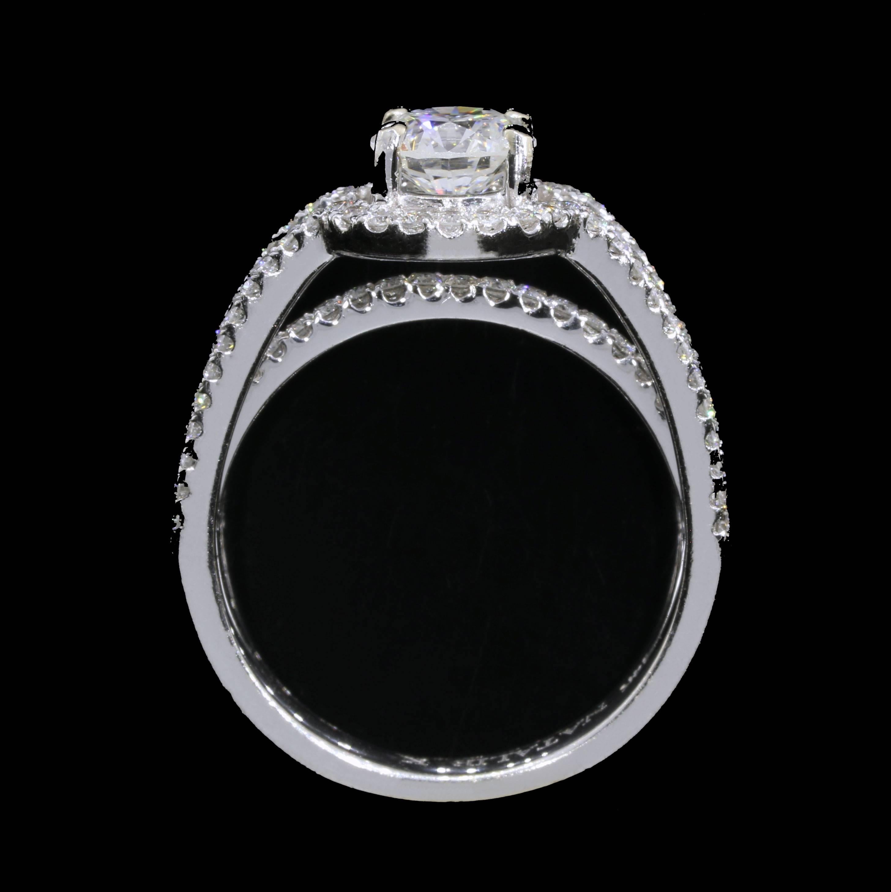 Women's Natalie K Round Diamond White Gold Three-Row Halo Engagement Ring