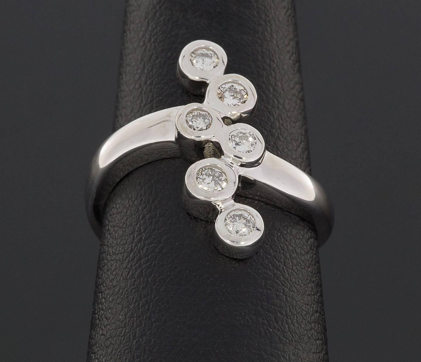 Women's Cascading Bezel Diamond White Gold Fashion Right Hand Ring