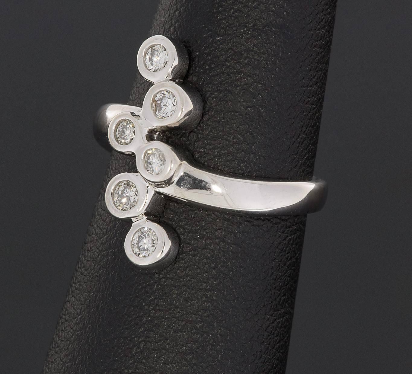 Cascading Bezel Diamond White Gold Fashion Right Hand Ring 1