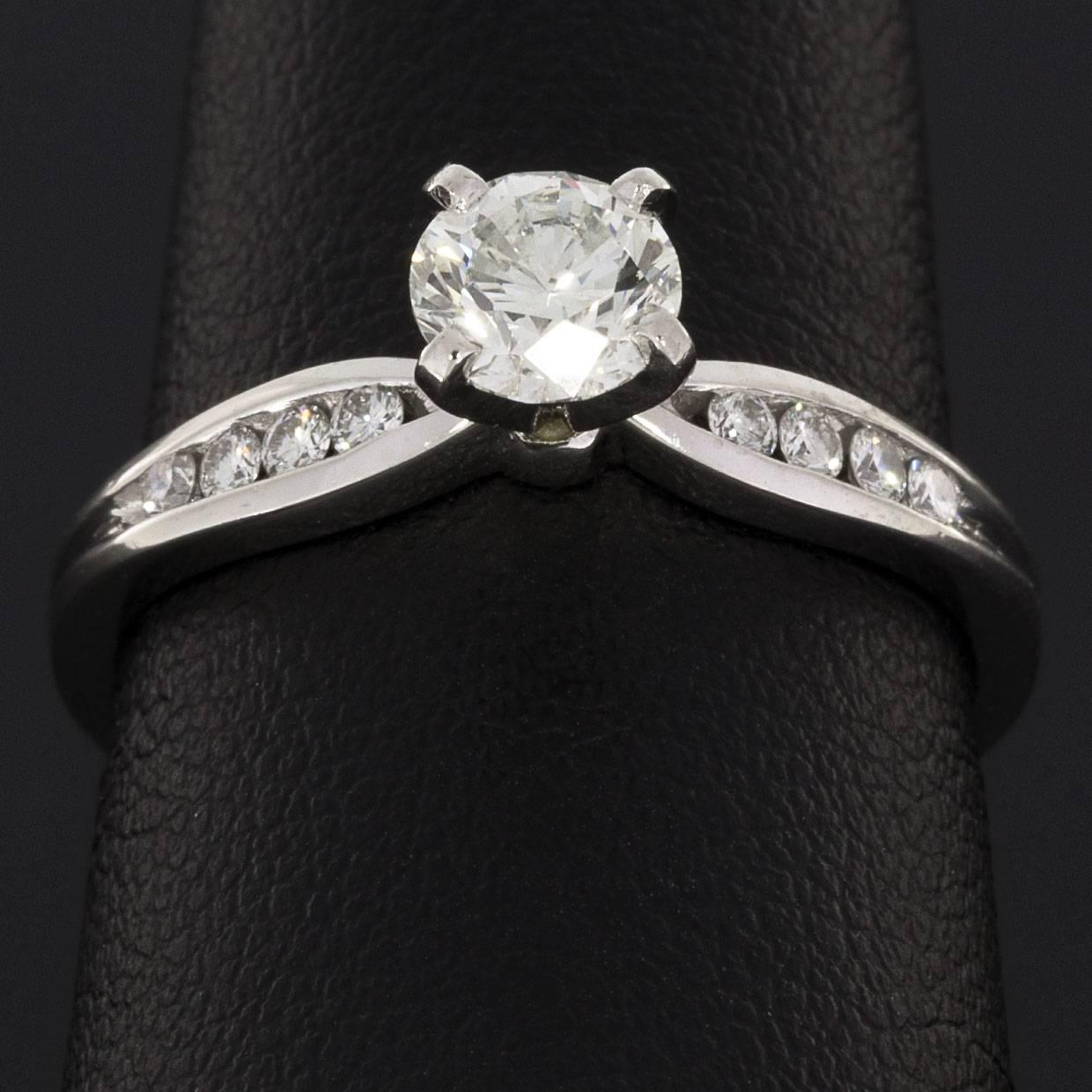 Round Diamond Platinum Pinch Channel Engagement Ring 1