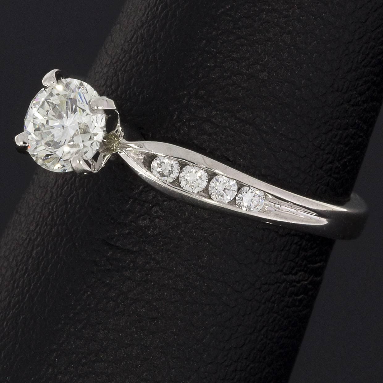 Round Diamond Platinum Pinch Channel Engagement Ring 2