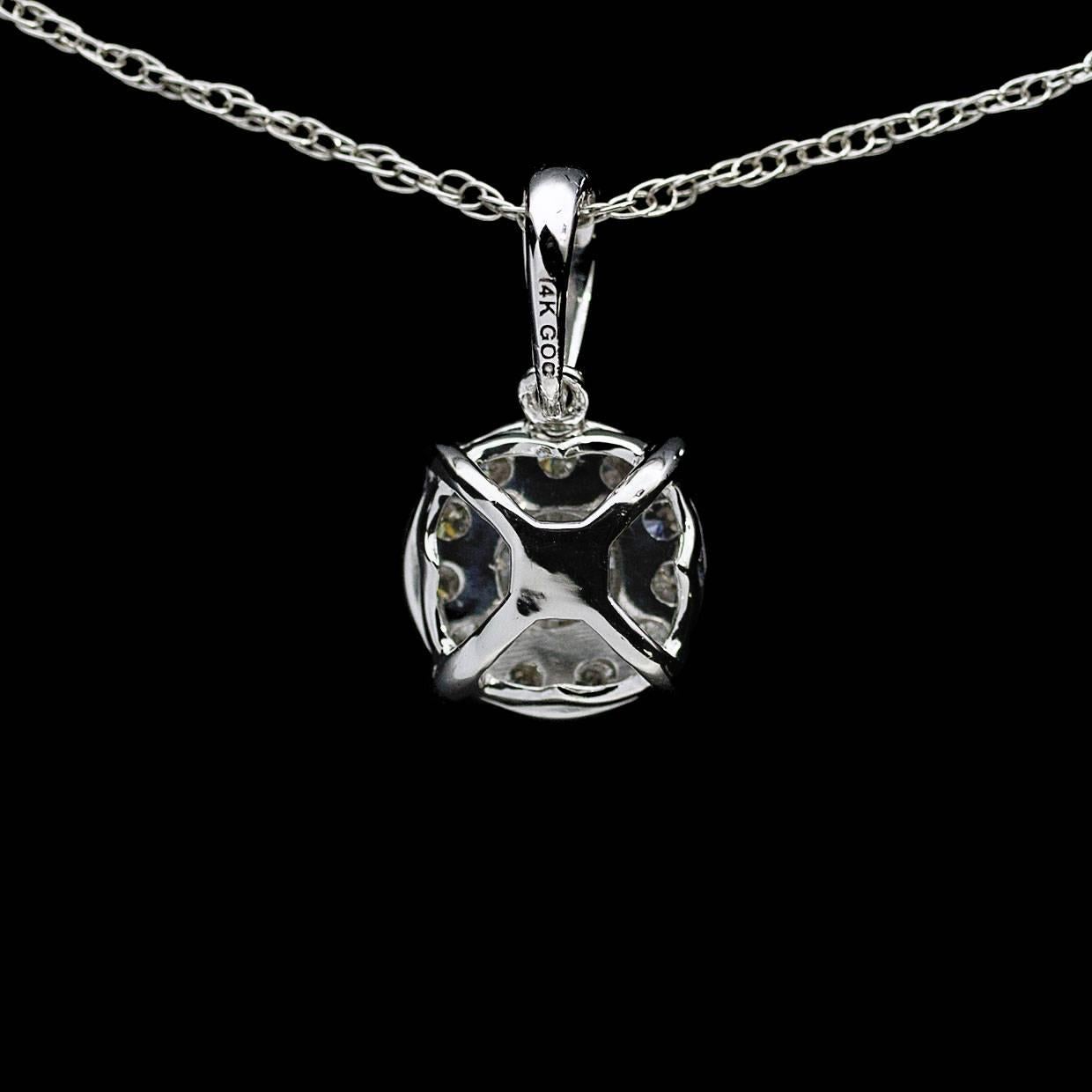 Women's Certified Round Diamond Halo White Gold Pendant Necklace