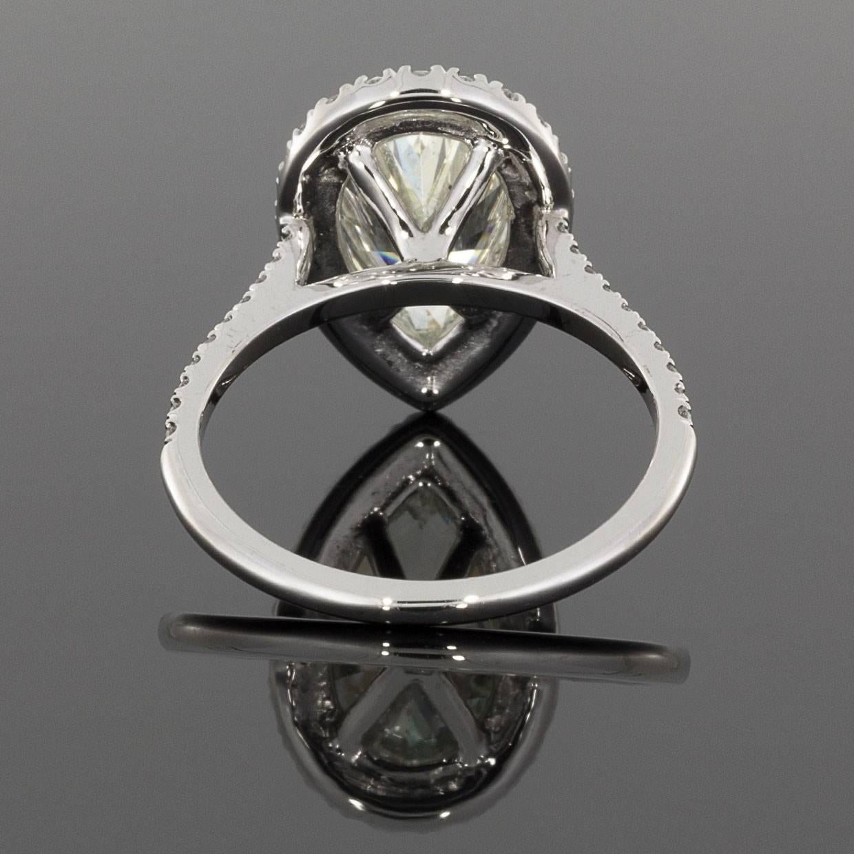 Custom 3.23 Carat Certified Pear Diamond Halo White Gold Engagement Ring In New Condition In Columbia, MO