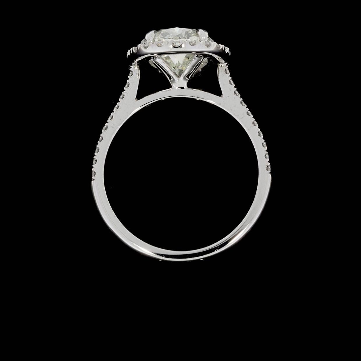 Women's Custom 3.23 Carat Certified Pear Diamond Halo White Gold Engagement Ring