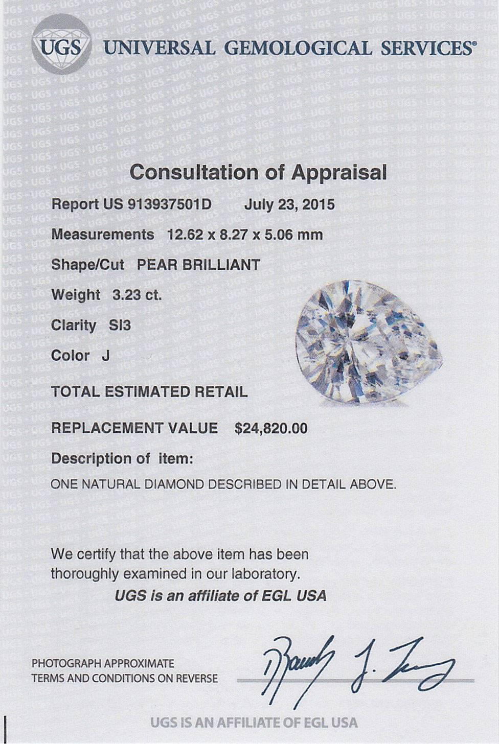 Custom 3.23 Carat Certified Pear Diamond Halo White Gold Engagement Ring 5