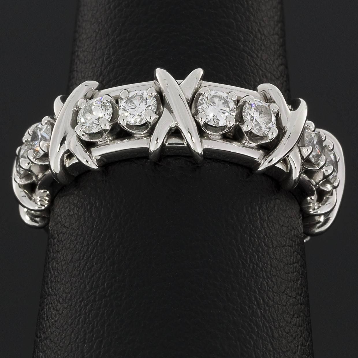 Tiffany & Co. Schlumberger 16 Stone Diamond Platinum Eternity Band Wedding Ring 1