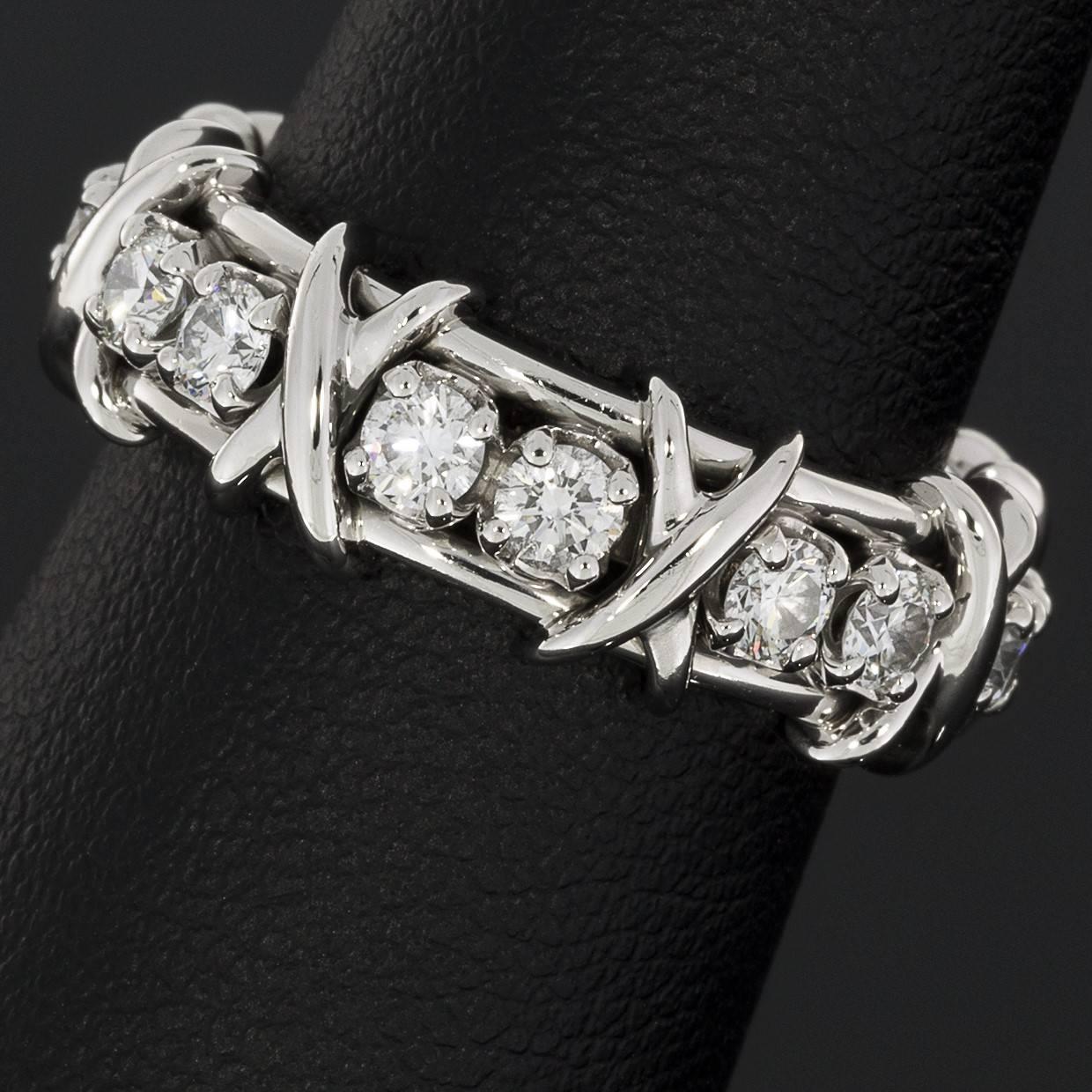 Tiffany & Co. Schlumberger 16 Stone Diamond Platinum Eternity Band Wedding Ring 2