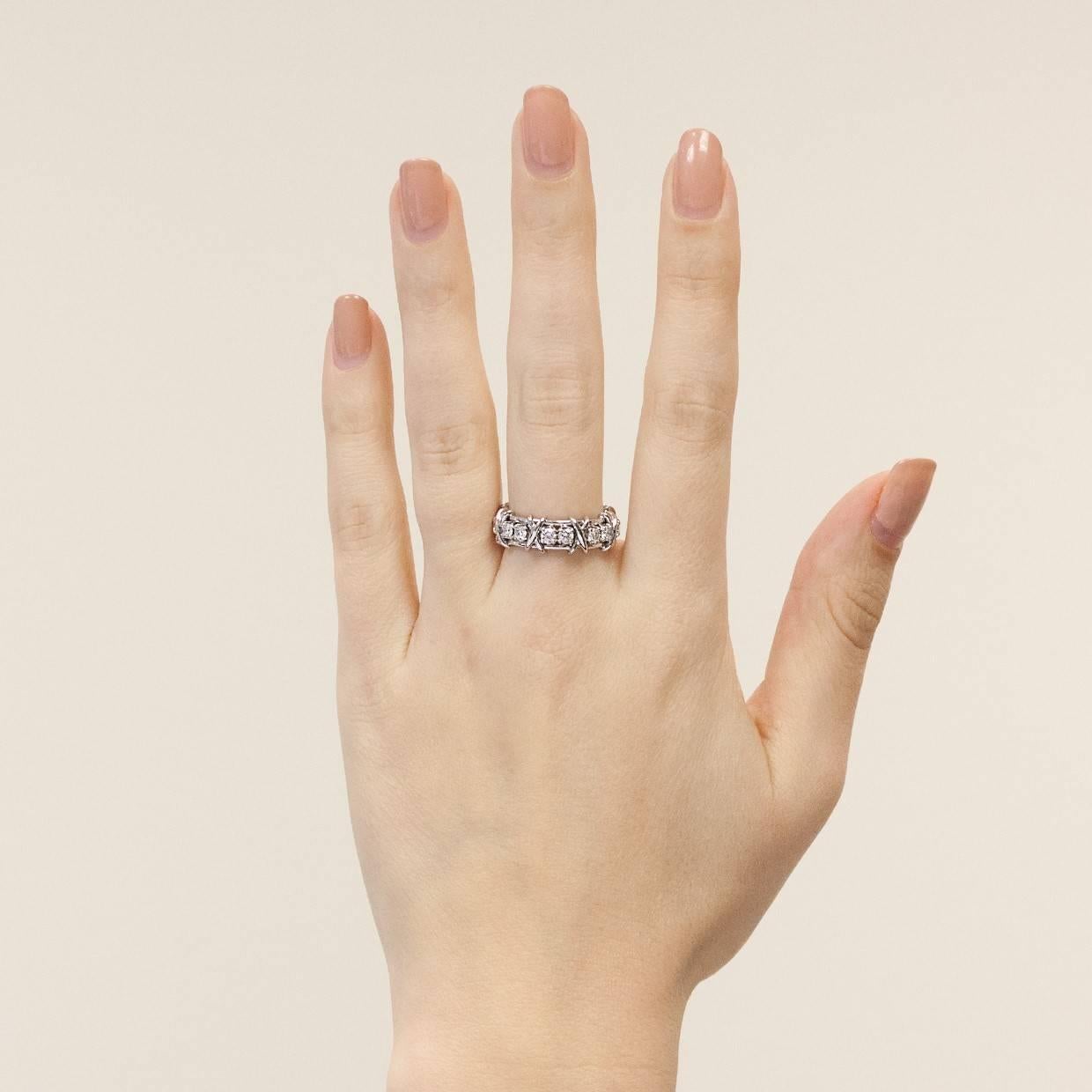 Tiffany & Co. Schlumberger 16 Stone Diamond Platinum Eternity Band Wedding Ring 3