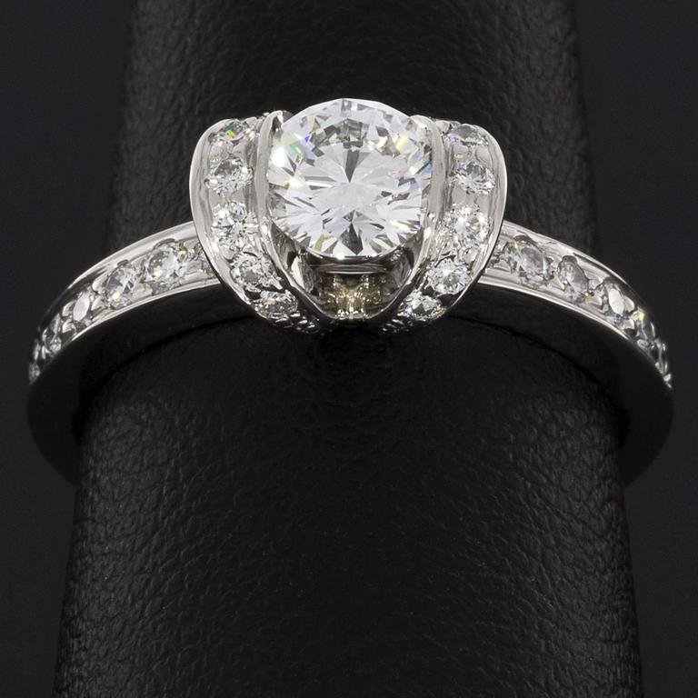 Tiffany and Co. Ideal Cut Diamond Platinum Ribbon Engagement Ring at