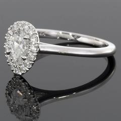 Colorless Pear Brilliant Diamond Halo White Gold Engagement Ring