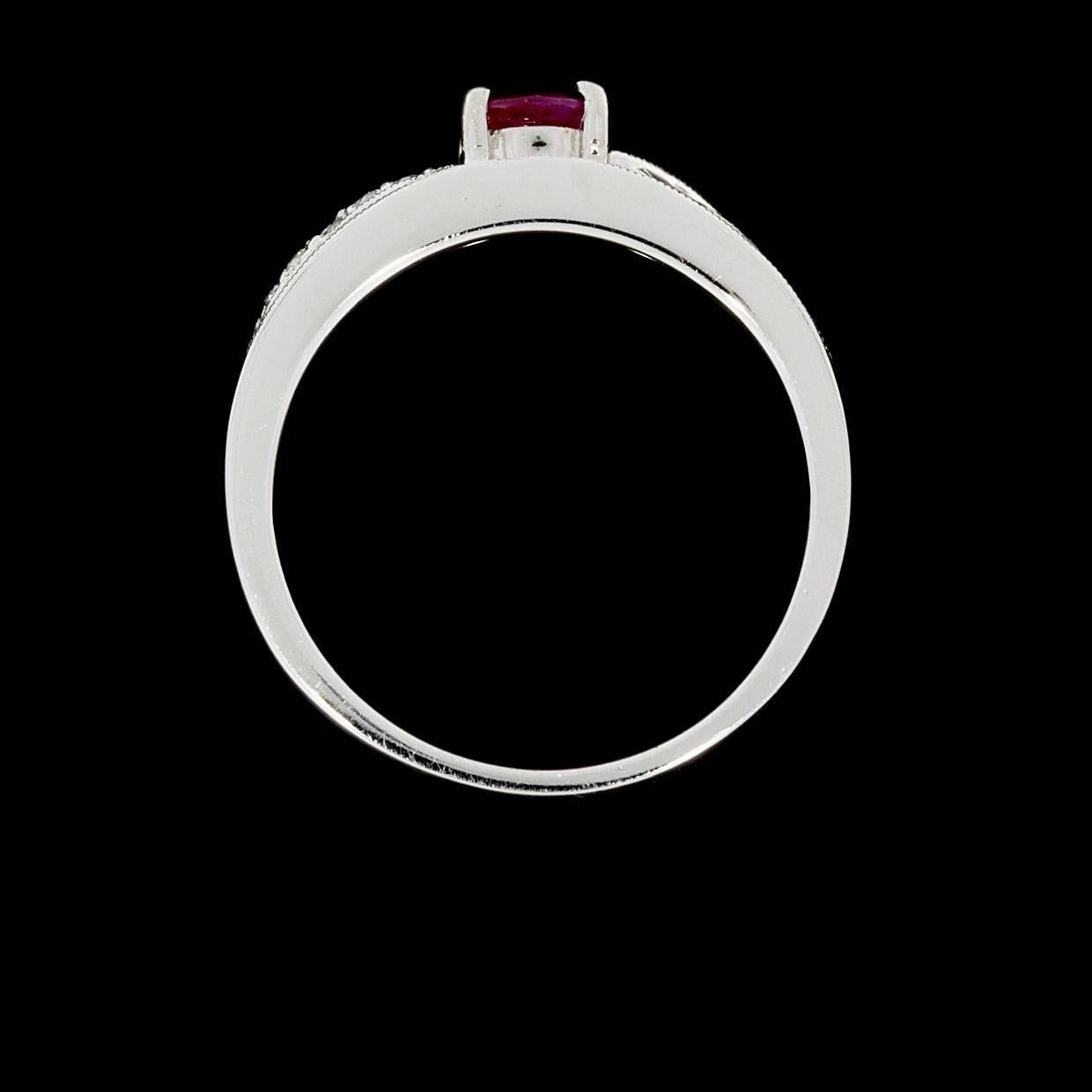 Women's Oval Ruby Diamond White Gold Wide Twist Engagement Ring
