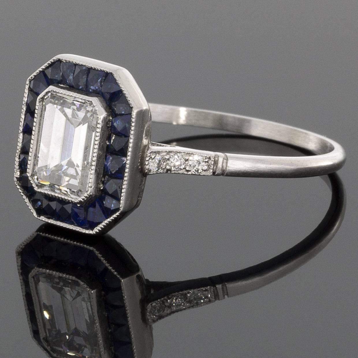 Emerald cut diamonds have a unique sparkle with a beautiful mirrored effect from their step cut. This cut highlights the diamond's clarity, produces dramatic flashes of light, & has an elegant appeal. The center stone in this stunning engagement